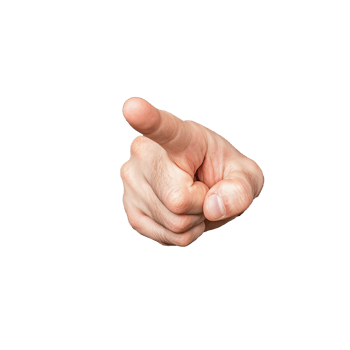 Hand making pointing gesture with extended index finger on transparent background png