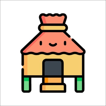 A cartoon house with a roof and a window vector