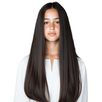 Portrait of young woman with long straight hair on transparent background png