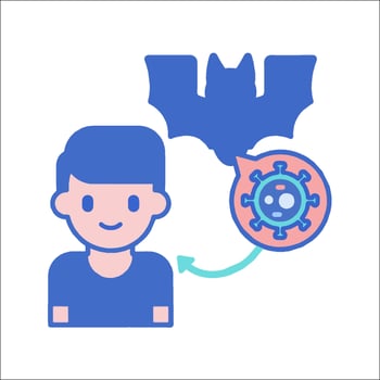 A man holding a bat and a virus vector