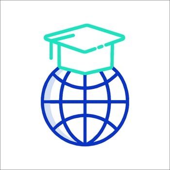 A globe with a graduation cap on it vector