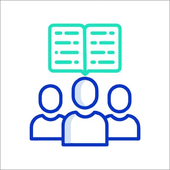 People with books and a book icon vector