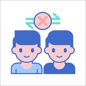 Two people with crossed out circles over their heads vector