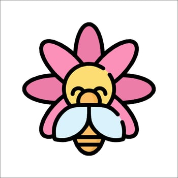 A cartoon bee with a flower on its head vector