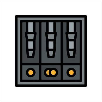 A black and white image of a computer with three buttons vector