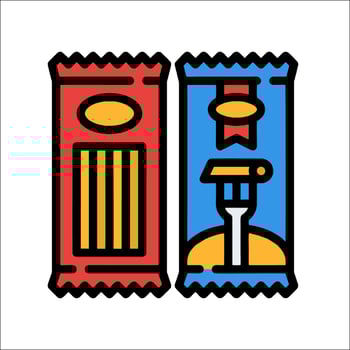 Two colorful candy bars with a knife and fork vector