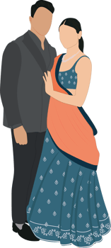 Indian wedding couple illustration for save the date, engagement or wedding invitation and e-invite cards png