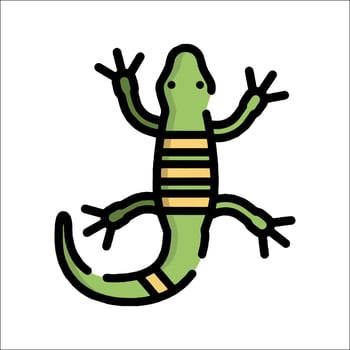 A lizard with a striped tail on a white background vector