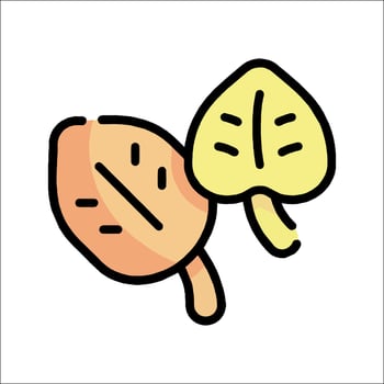 A cartoon illustration of two leaves vector