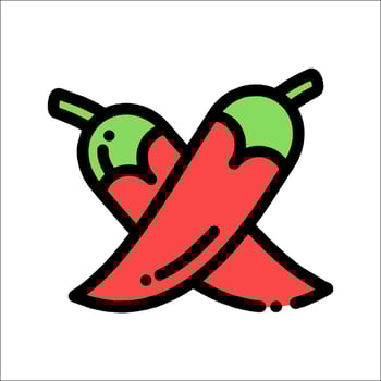 Two red peppers in a line icon vector