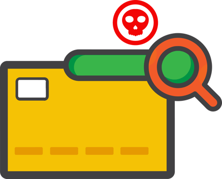 search virus icon on a yellow card png