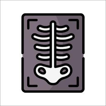 A skeleton in a box icon vector
