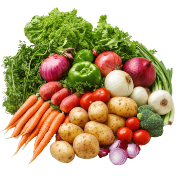 Fresh variety of vegetables arranged on a table png