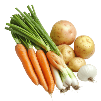 Fresh vegetables including carrots and potatoes png