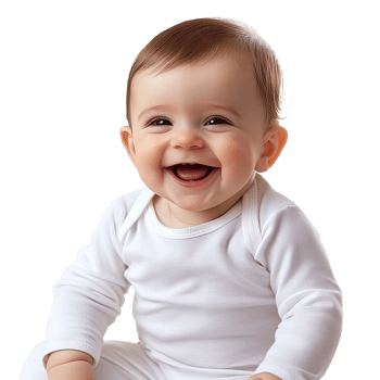Smiling baby with bright eyes on white png