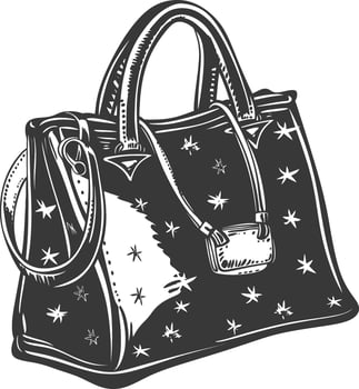 Hand drawn sketch of a handbag with stars vector