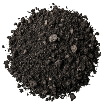 Dark, rich soil with stones for gardening use png