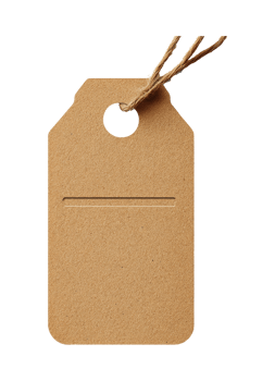 Plain brown tag with string hanging down png