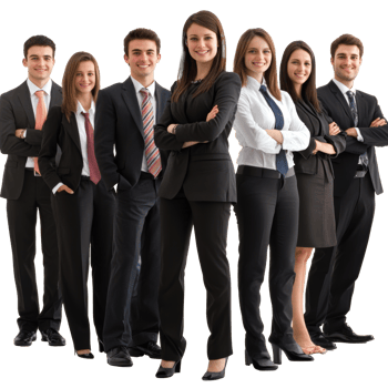 Young pros in sharp business wear png