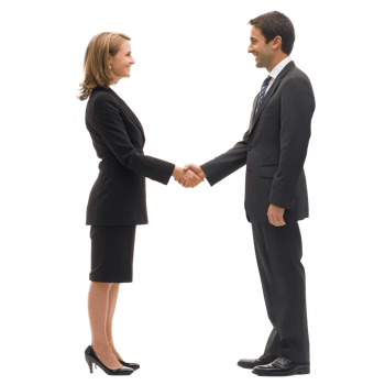 Professionals shaking hands in suits png