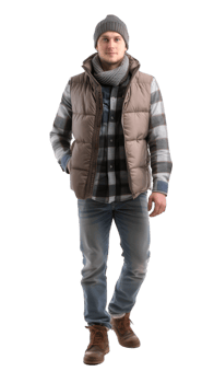 A man in a winter jacket and hat png