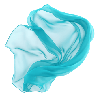 Flowing turquoise fabric drifting in the air png