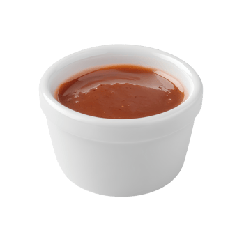 Brown sauce in a small white dish png