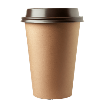 Simple brown paper cup for hot drinks with lid png