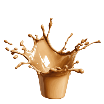 Brown liquid spills on white surface png