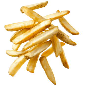 Crispy golden fries stacked enticingly png