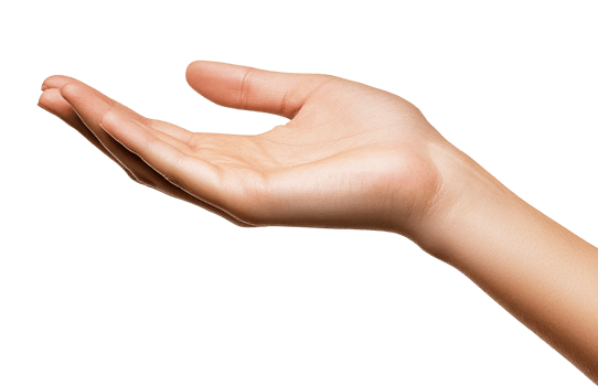 Open hand reaching out for assistance or support png