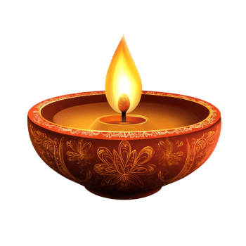 Decorative oil lamp glowing warmly in dim light png
