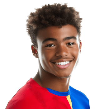Smiling young athlete in vibrant jersey png