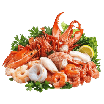 Varied shellfish seafood platter png
