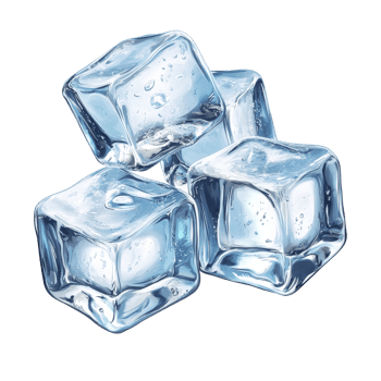 Fresh ice cubes stacked on a clean white surface png