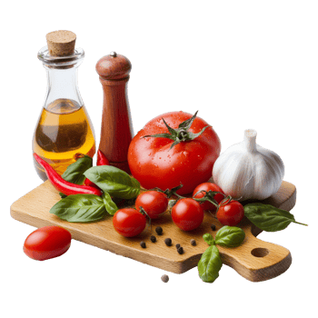 Fresh veggies on a wooden board png