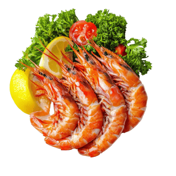 Shrimp with lemon and greens displayed png