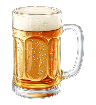 Refreshing cold beer in a frosty glass mug png