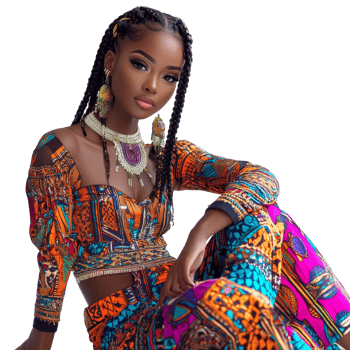 Chic model in vibrant African fashion png