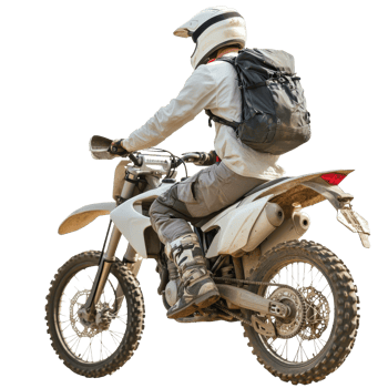 Rider navigating a dirt trail on a motorcycle png