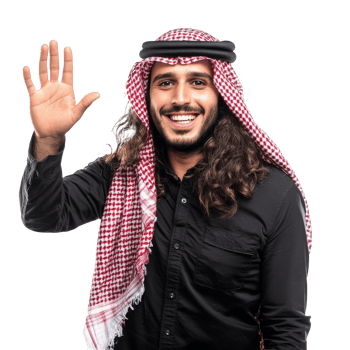 Friendly man greeting with a smile and a wave png