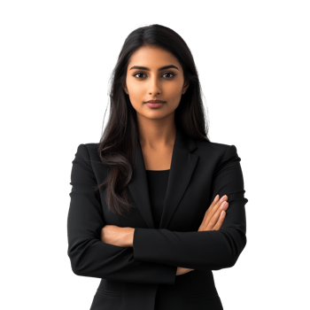 Confident businesswoman standing with crossed arms png