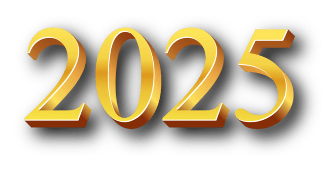 2025 Happy New Year Golden 3d Texting png