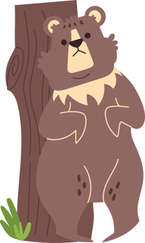 brown bear leaning against a tree cute animal png