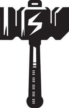 Black sledgehammer isolated white. vector