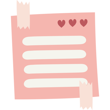 sticky note decor with heart png