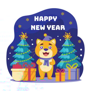 Happy new year illustration in flat style vector
