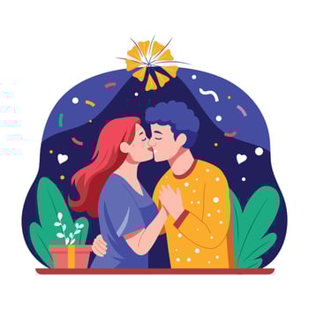 Romantic couple illustration in flat style vector