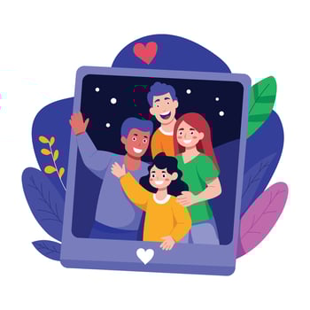 Family photo illustration in flat style vector