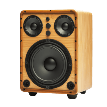 Sleek wooden speaker for modern audio png